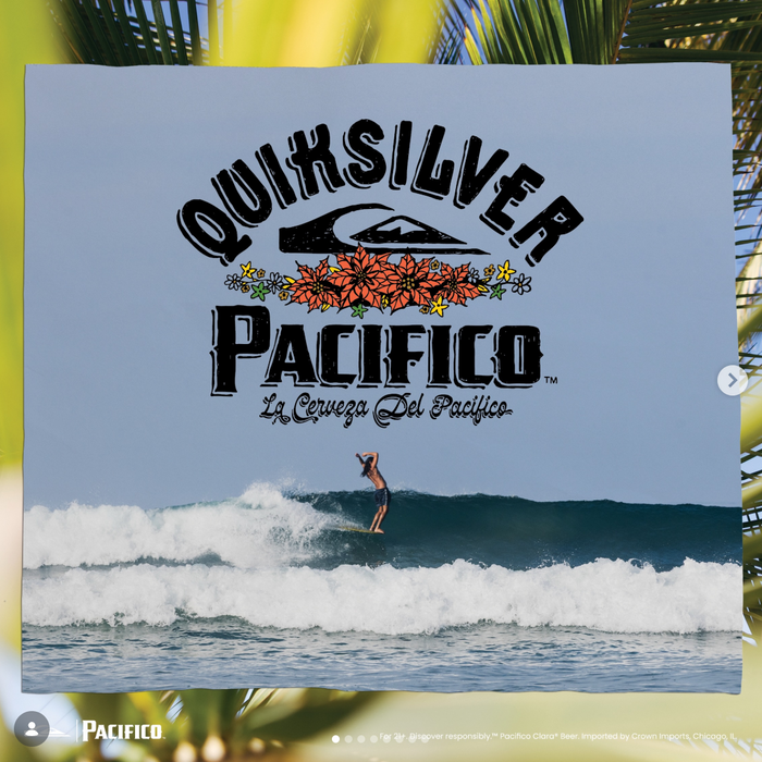 No plans, no rush. Just warm waves and cold beers. Quiksilver x Pacifico collection is live. Shop it now. 🖤